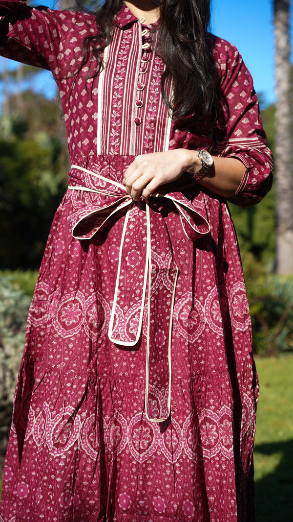 Bloom Printed Dress - Wine
