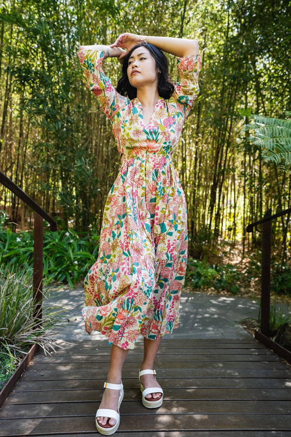 Floral Maxi Dress - Mustard