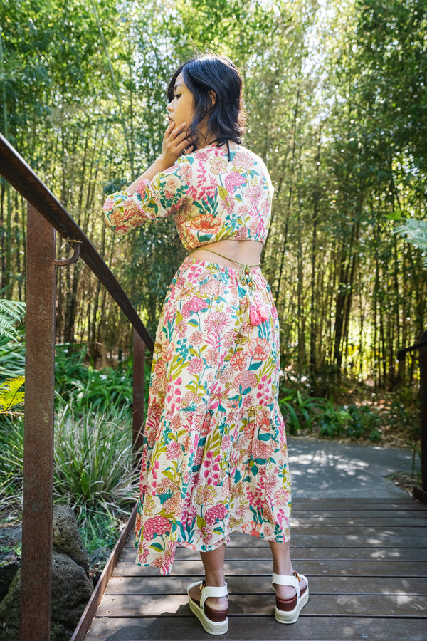 Floral Maxi Dress - Mustard