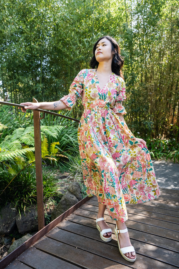 Floral Maxi Dress - Mustard