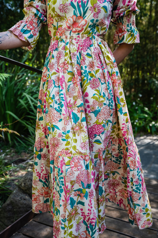 Floral Maxi Dress - Mustard