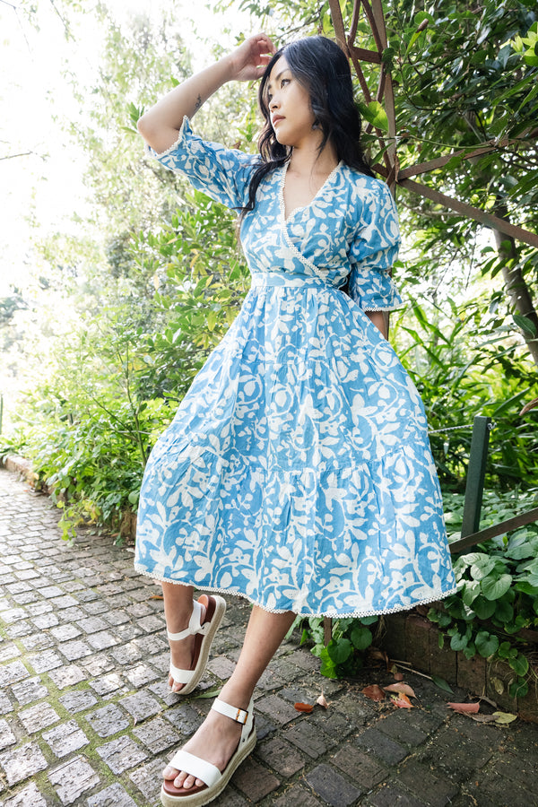 Tulip Midi Dress - Blue