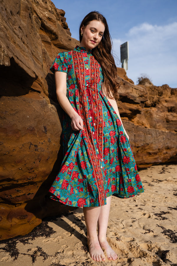 Aster Midi Dress - Teal