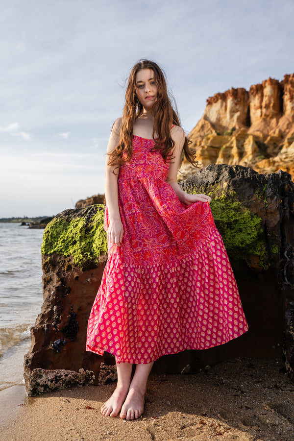 Flamingo Printed Dress - Pink