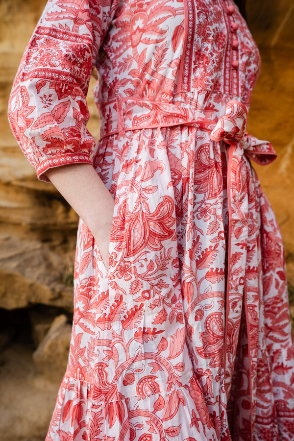 Bloom Midi Dress - Coral