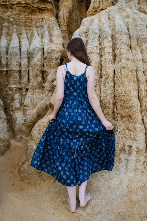 Flamingo Printed Dress - Blue