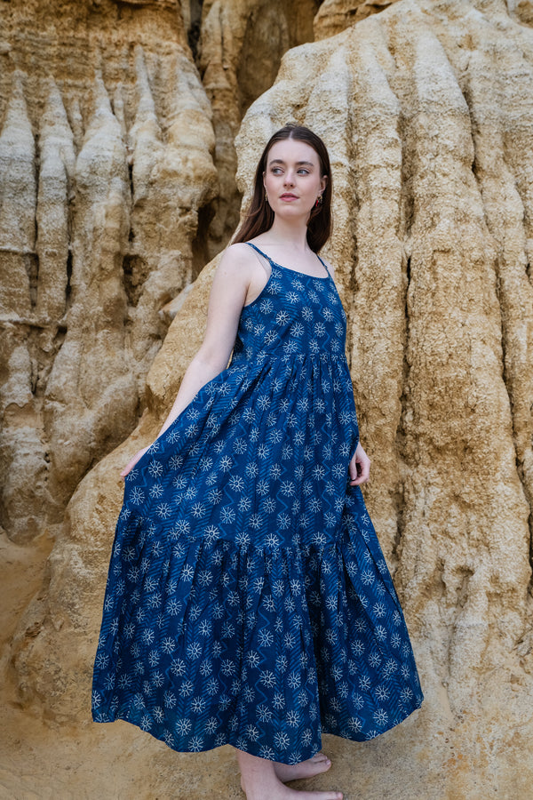 Flamingo Printed Dress - Blue