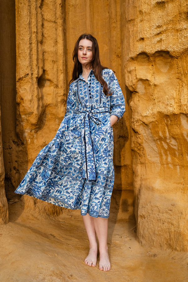 Bloom Midi Dress - Blue