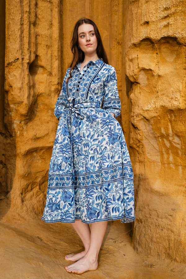 Bloom Midi Dress - Blue