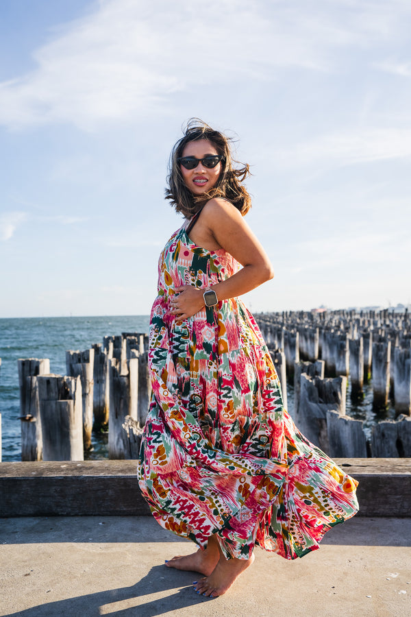 Floral Pink Midi Dress