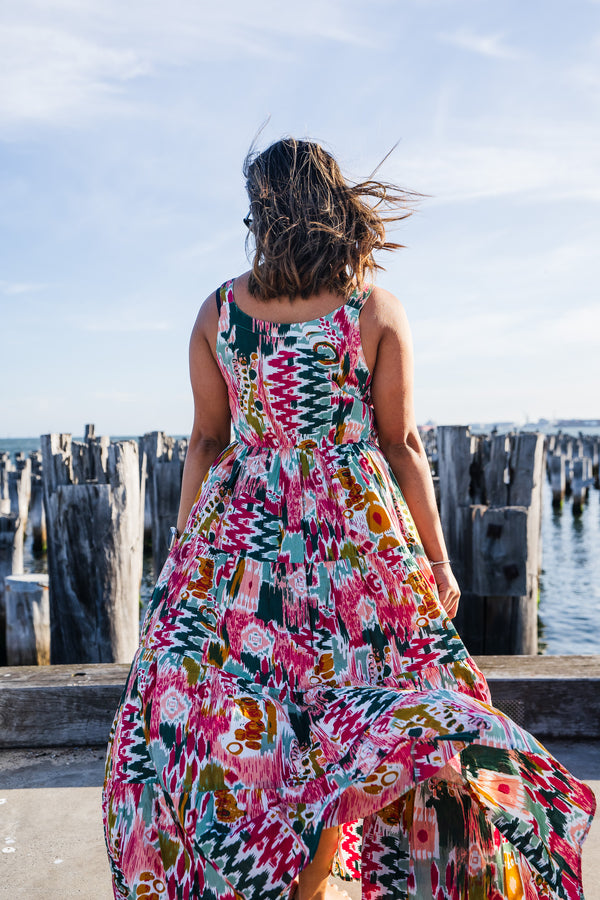 Floral Pink Midi Dress