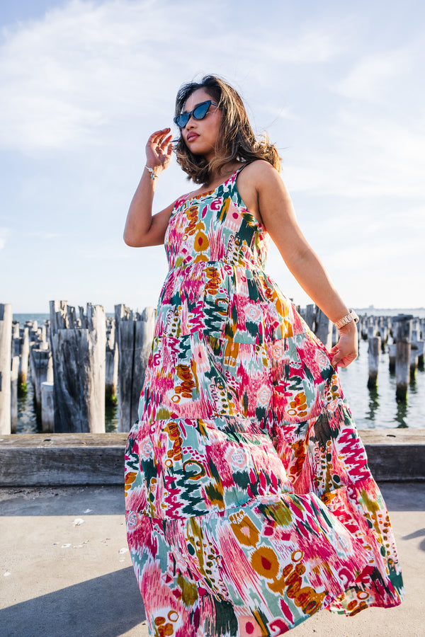 Floral Pink Midi Dress