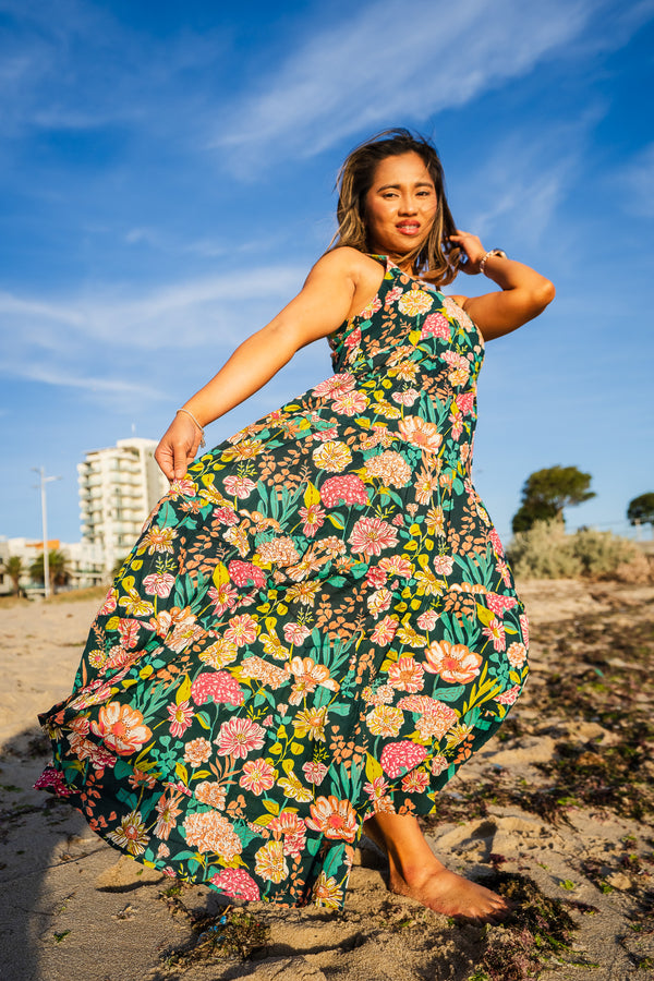 Floral Green Midi Dress