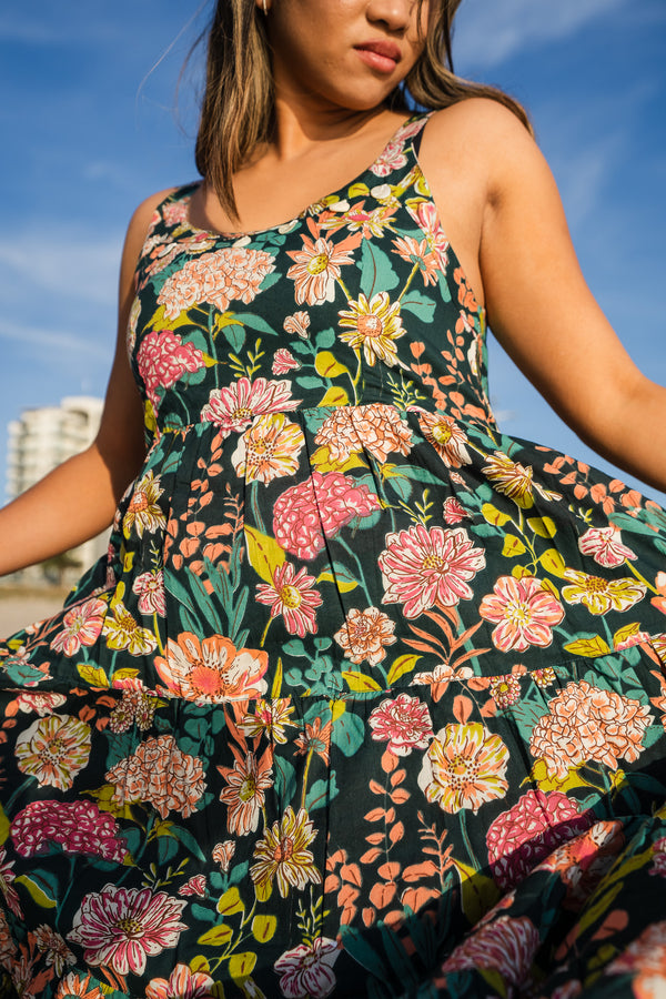Floral Green Midi Dress
