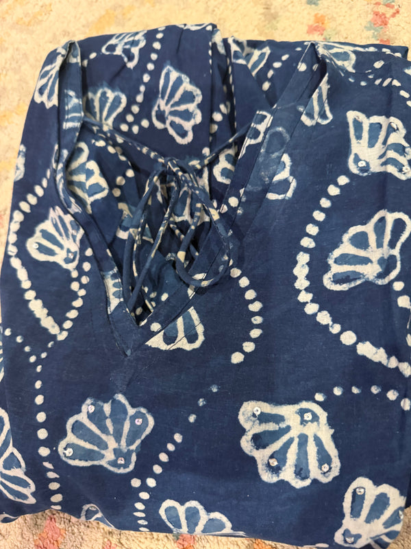 IndigoPrinted Midi Dress