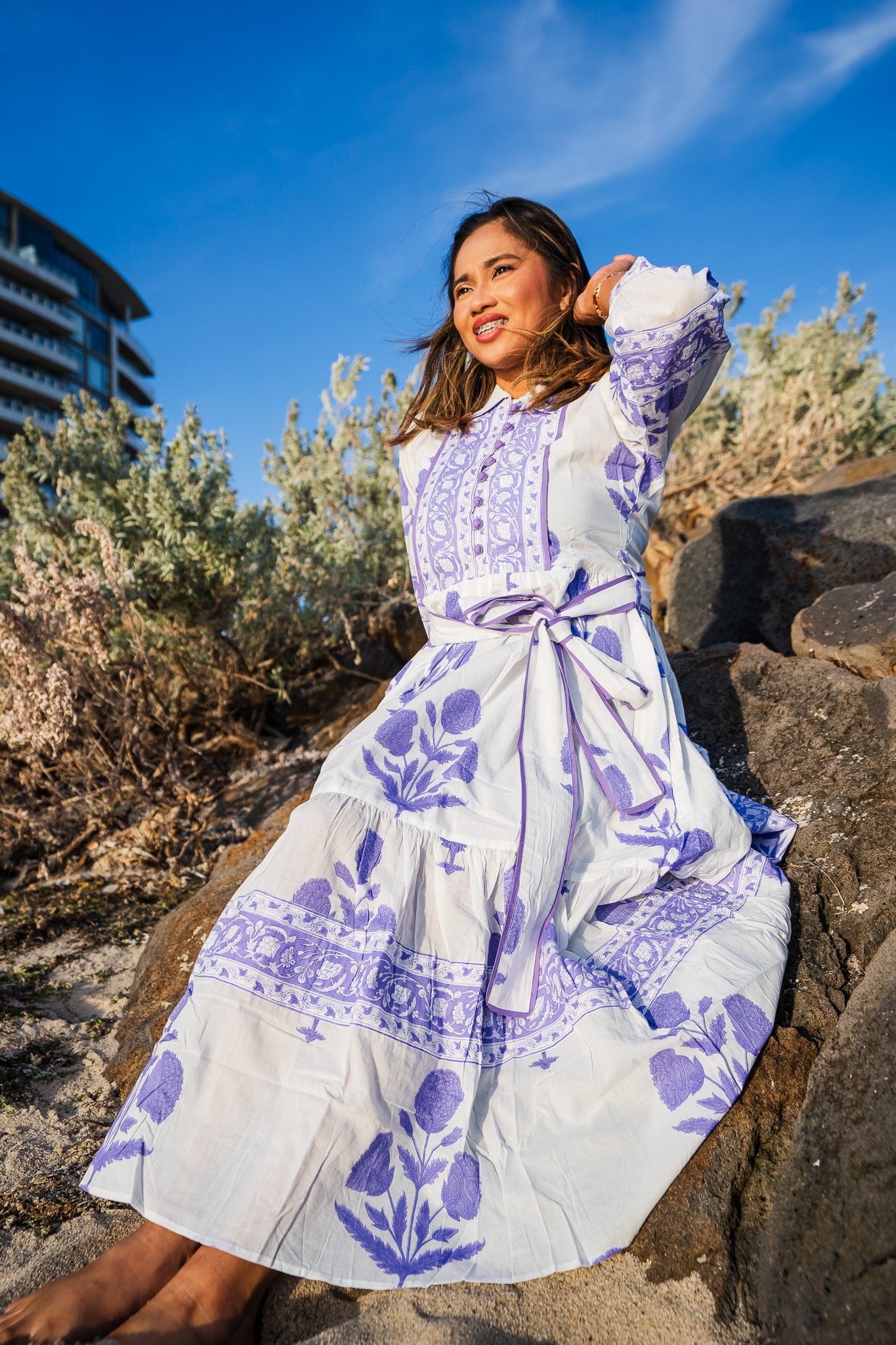lavender bloom midi dress Heather Dress in Lavender Bloom